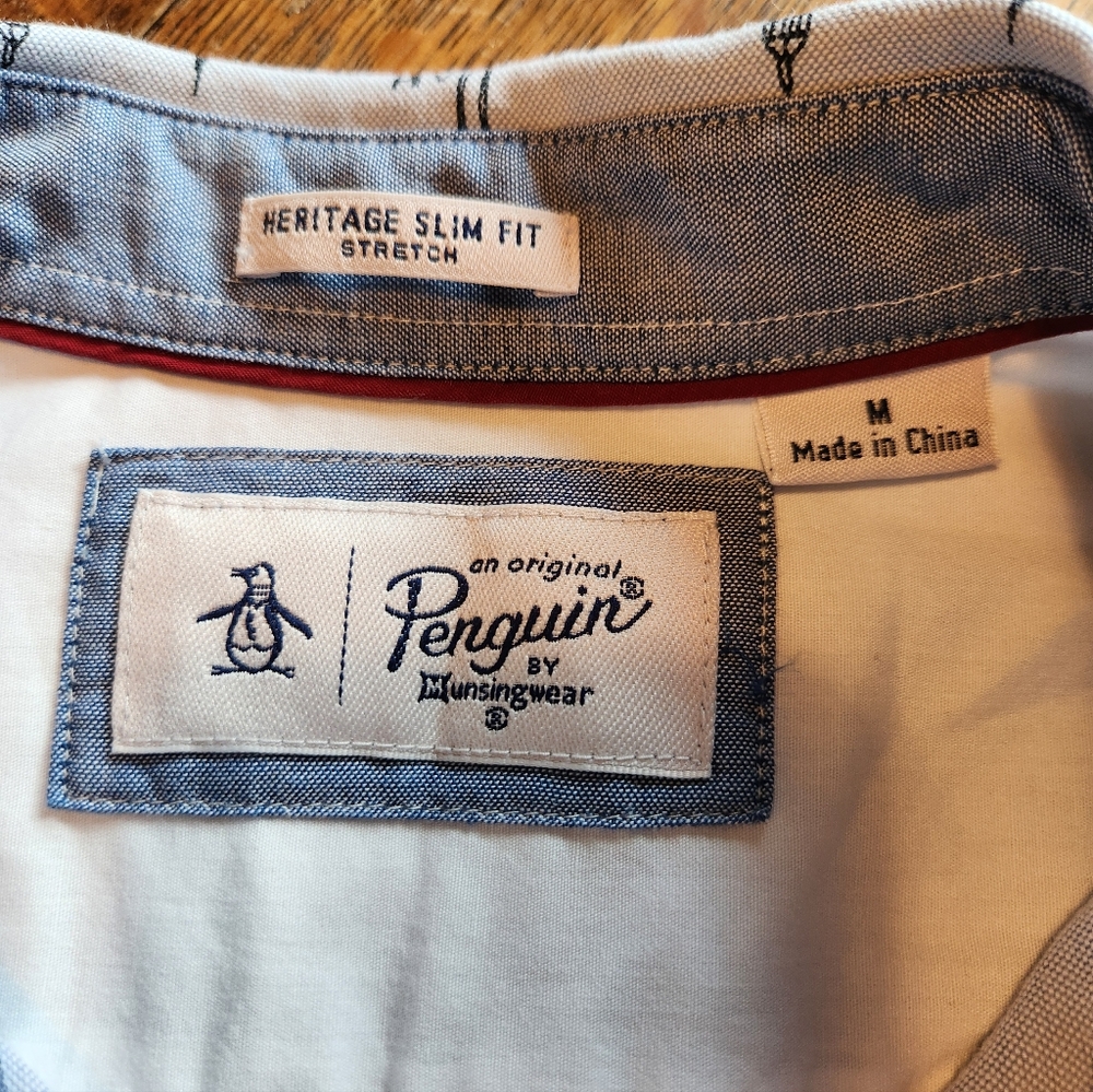 Original Penguin Heritage Slim Fit Stretch NYC Skyline Shirt M - Picture 5 of 11